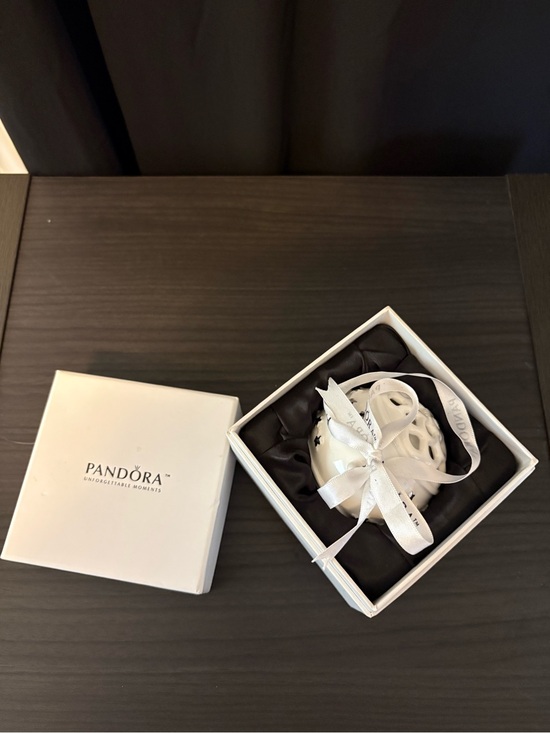 Pandora Other - Pandora white and black holiday ornament with ribbon